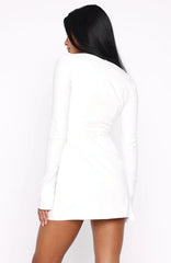 Living For Love Long Sleeve Mini Dress Off White