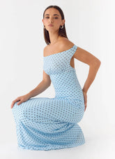 Like Me Now Maxi Dress - Blue Mocha Dot