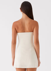 Do It That Way Linen Mini Dress - Ivory