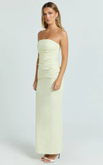 Jamie Maxi Dress - Strapless Ruched Fitted Column Dress in Lemon