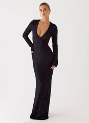 Astoria Long Sleeve Maxi Dress - Black