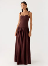 Giovanna Linen Maxi Dress - Chocolate Drizzle