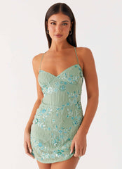 Vietta Sequin Cami Mini Dress - Mint