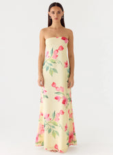 Bronte Strapless Maxi Dress - Lemon Soleil