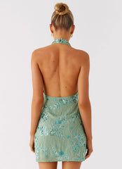 Monet Beaded Mini Dress - Mint