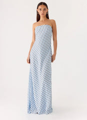Chaniva Maxi Dress - Blue Mocha Dot