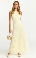 Madeleine Maxi Dress - Hight Neck A Line Dress in Lemon