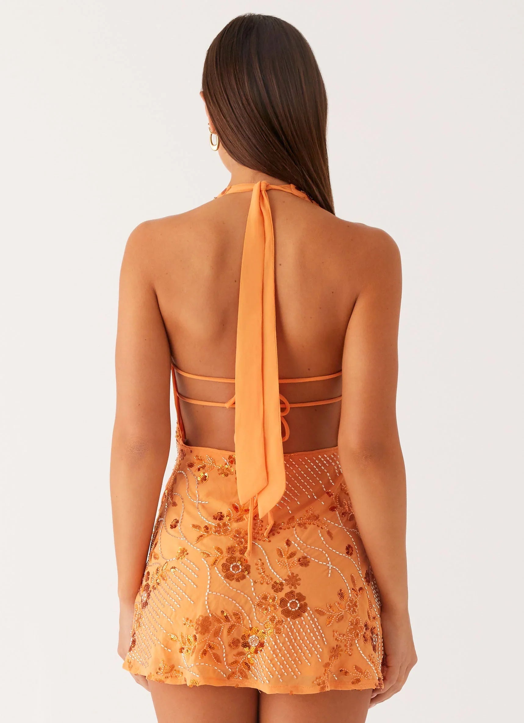 Cinzia Beaded Mini Dress - Orange