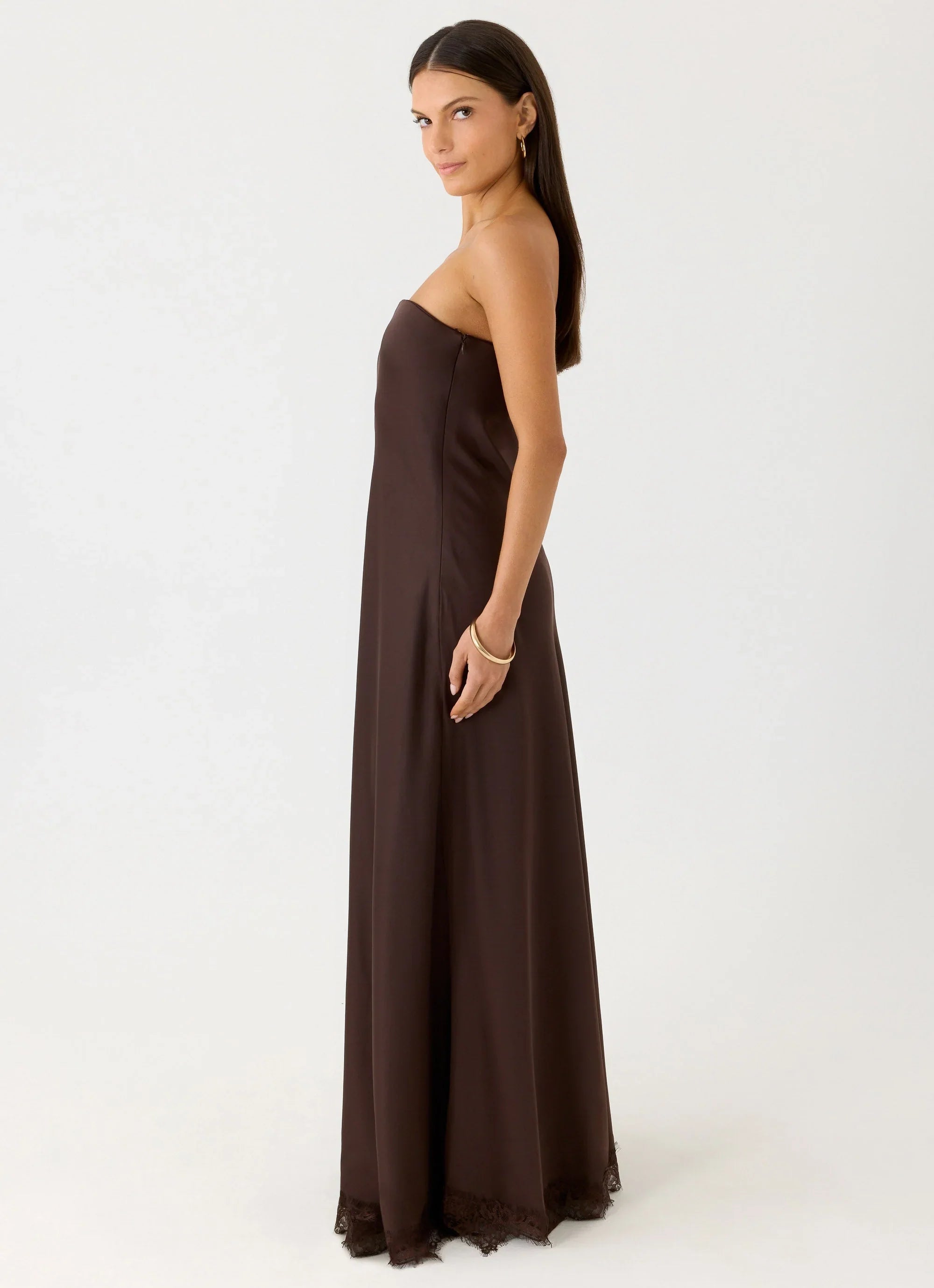 Kayleigh Strapless Maxi Dress - Chocolate Torte