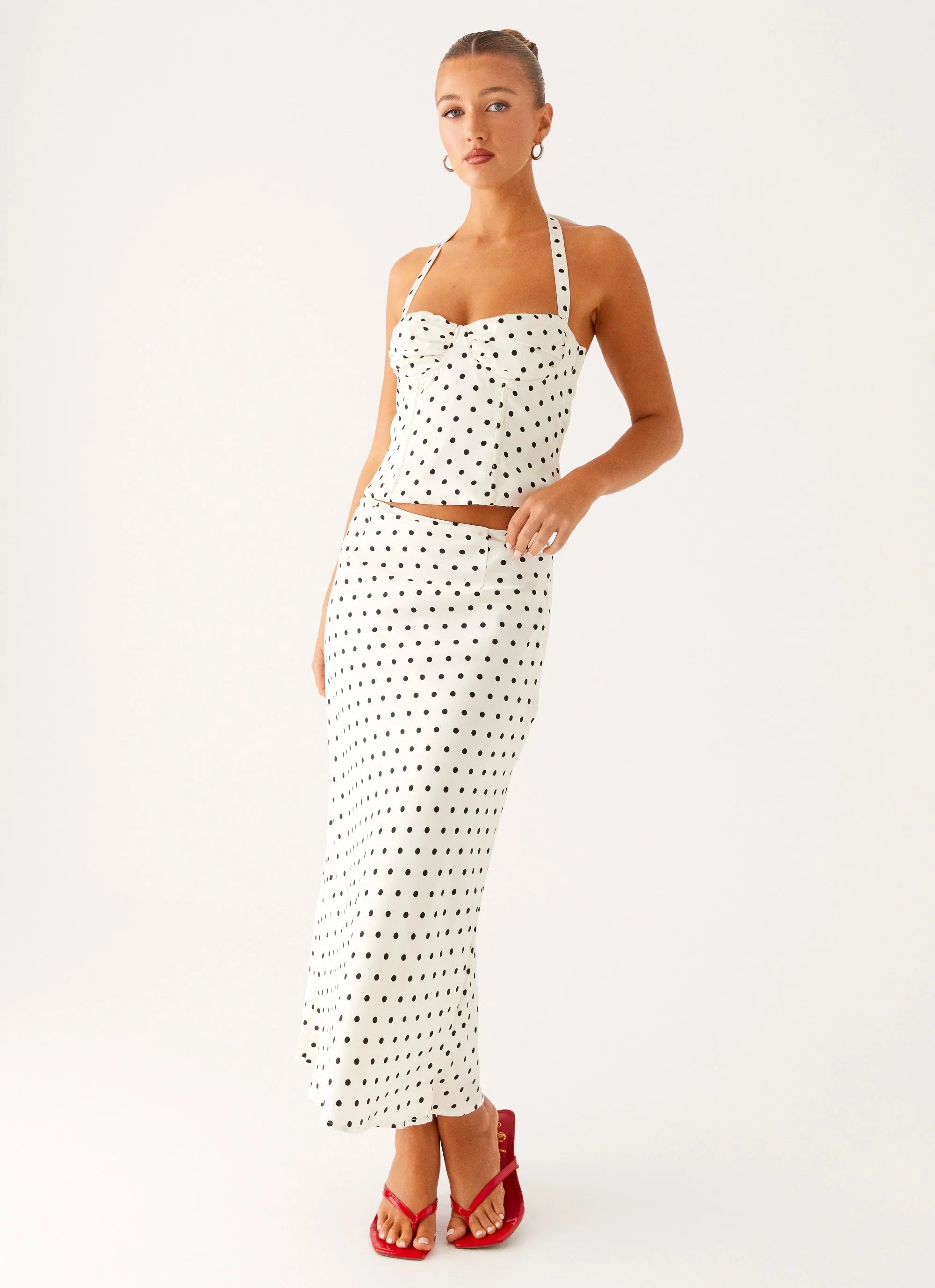 Breanne Top - White Polka Dot
