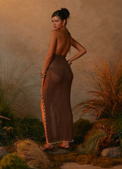 Fennella Beaded Maxi Dress - Chocolate