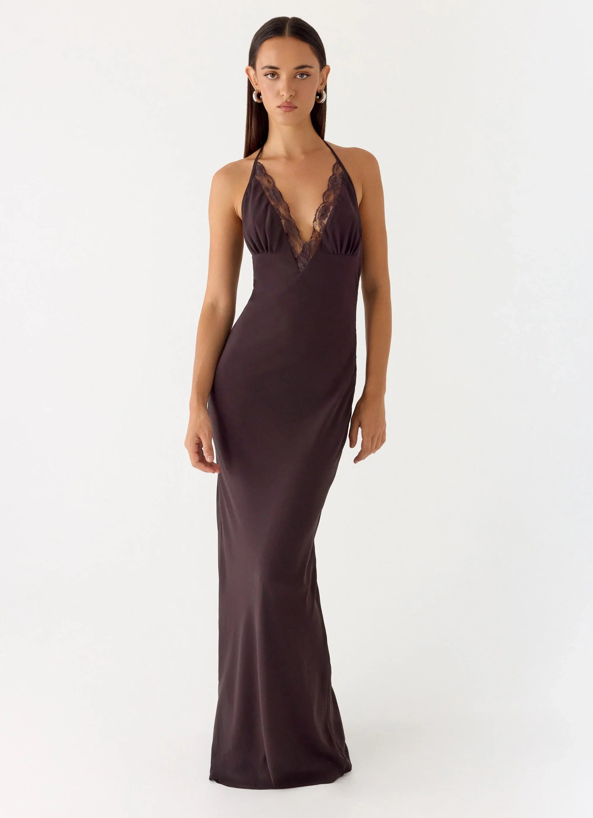 Indya Halter Maxi Dress - Chocolate