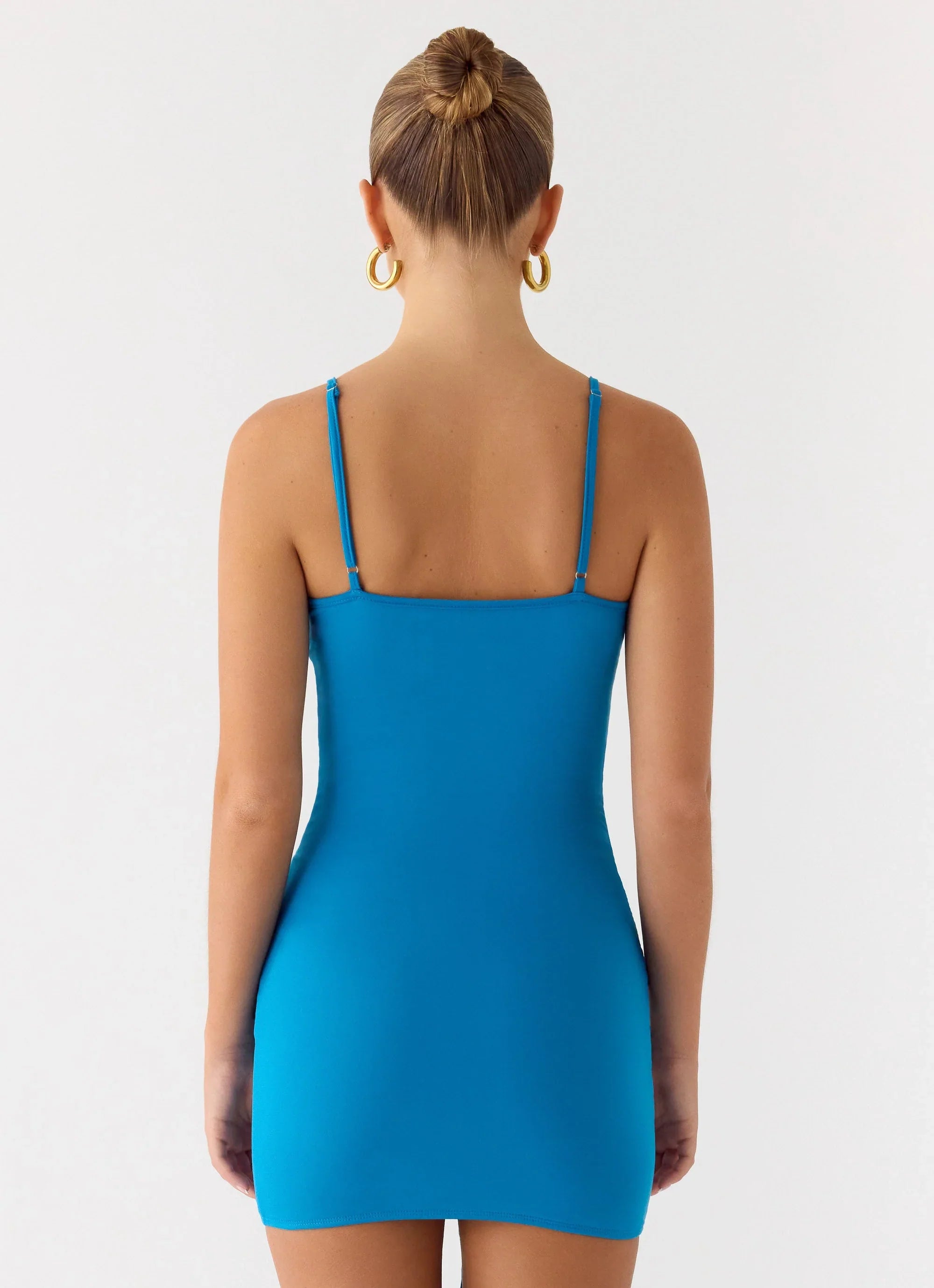 Paeonia Shell Mini Dress - Aqua Blue