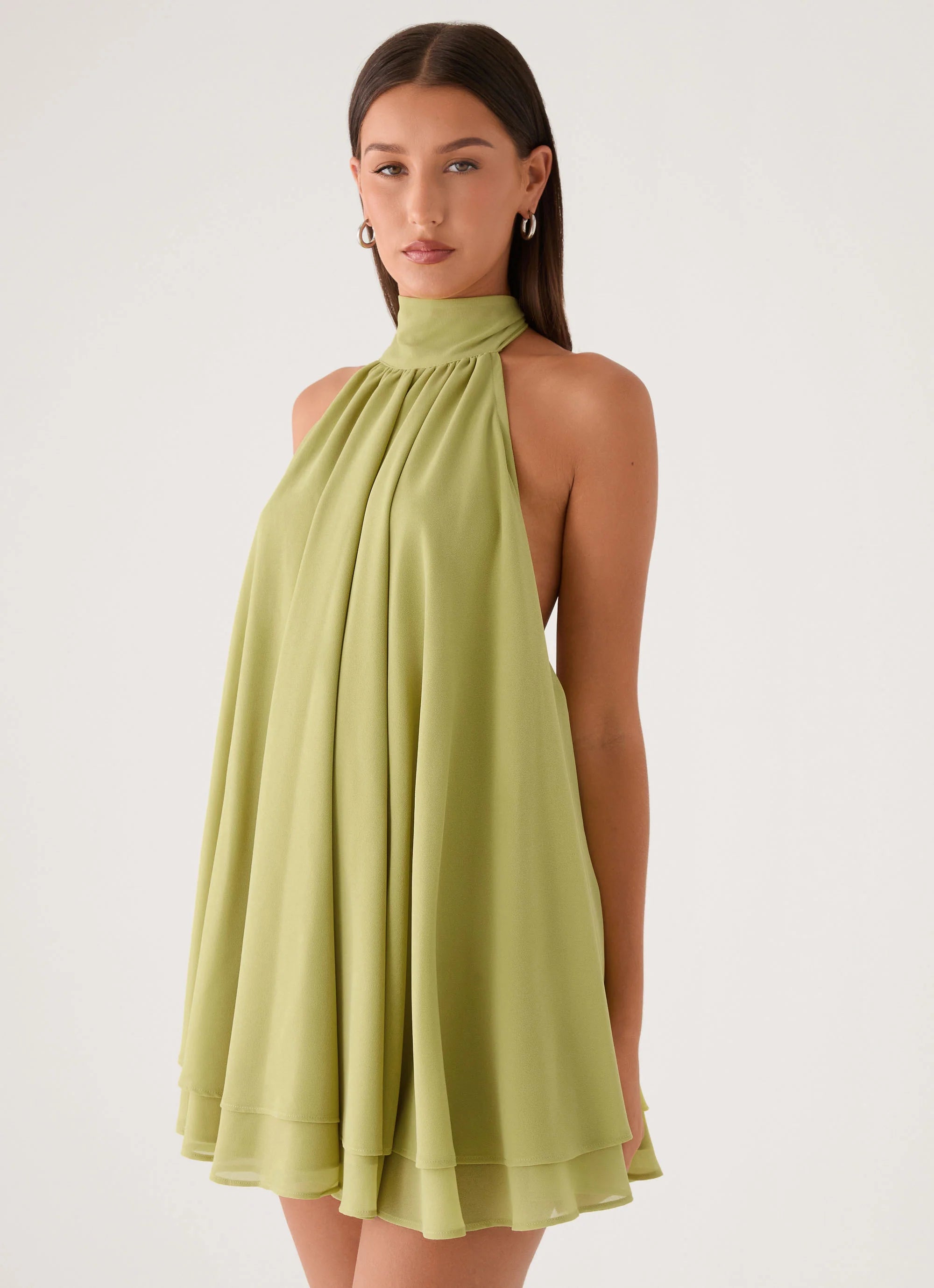 Lyrah Halter Mini Dress - Lime