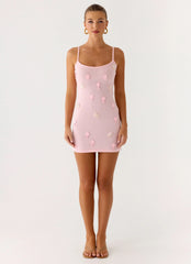 Roa Embellished Knit Mini Dress - Pink
