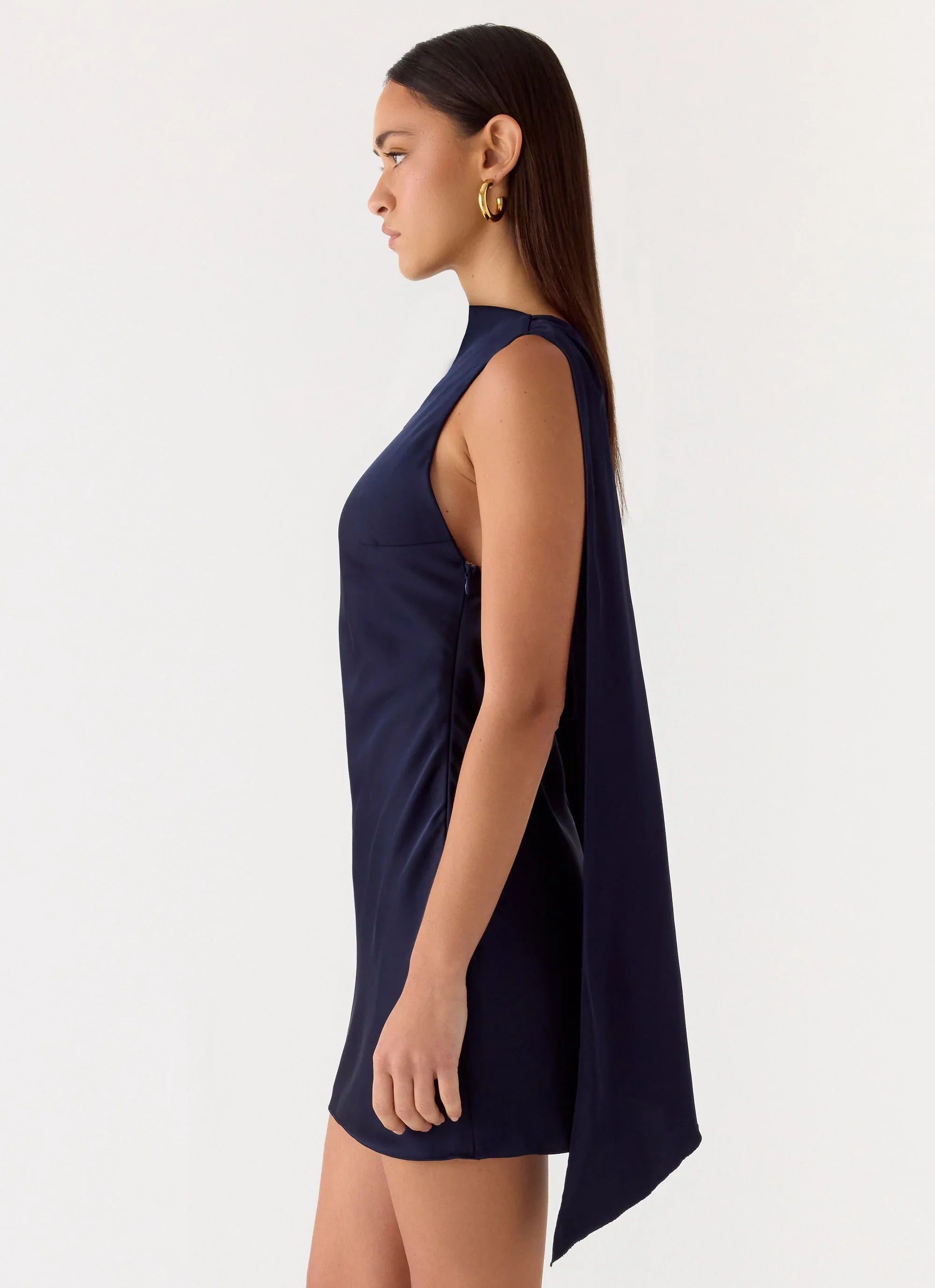 Cerina High Neck Mini Dress - Navy