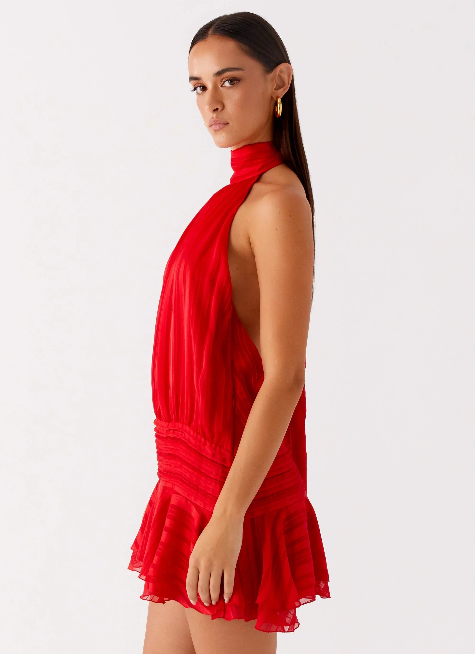 Willow Chiffon Mini Dress - Red