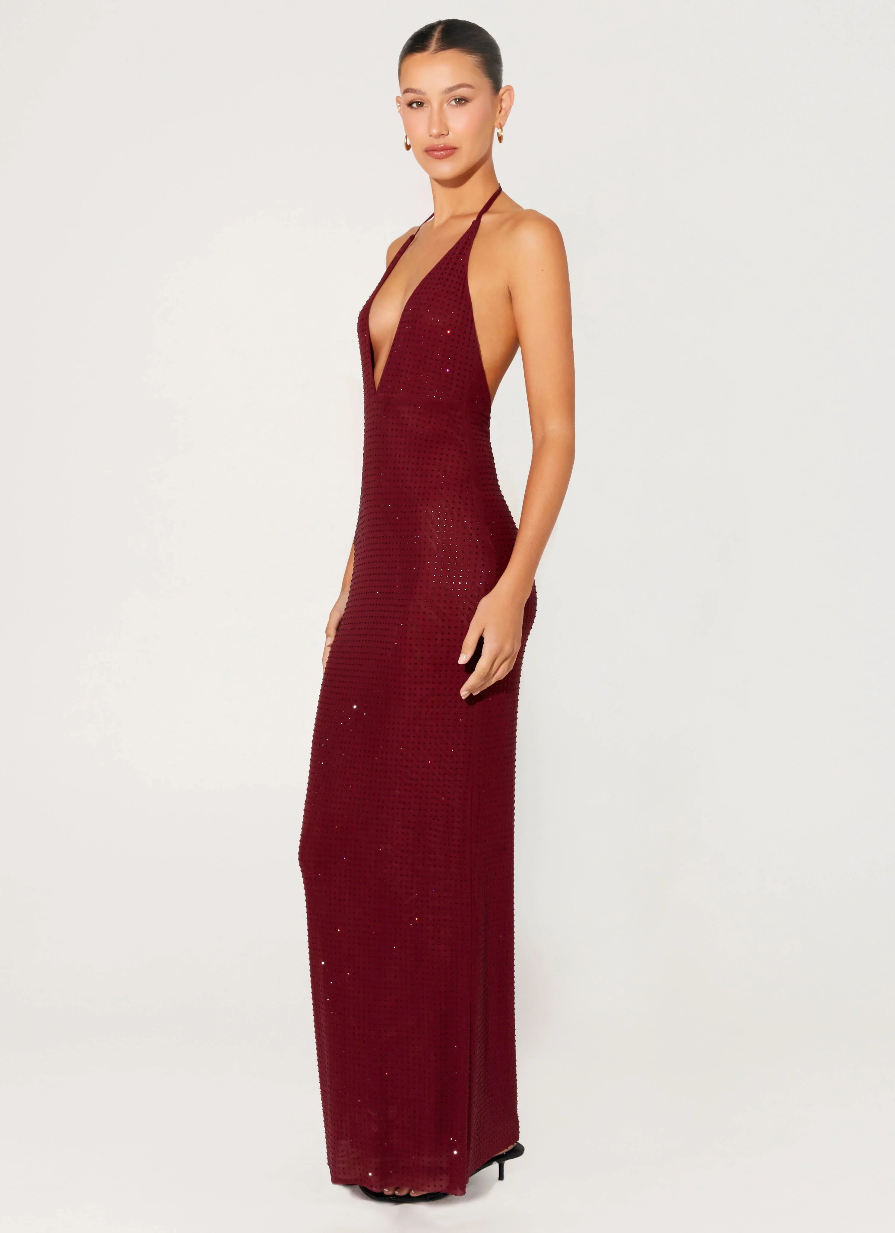 Keliese Beaded Maxi Dress - Burgundy