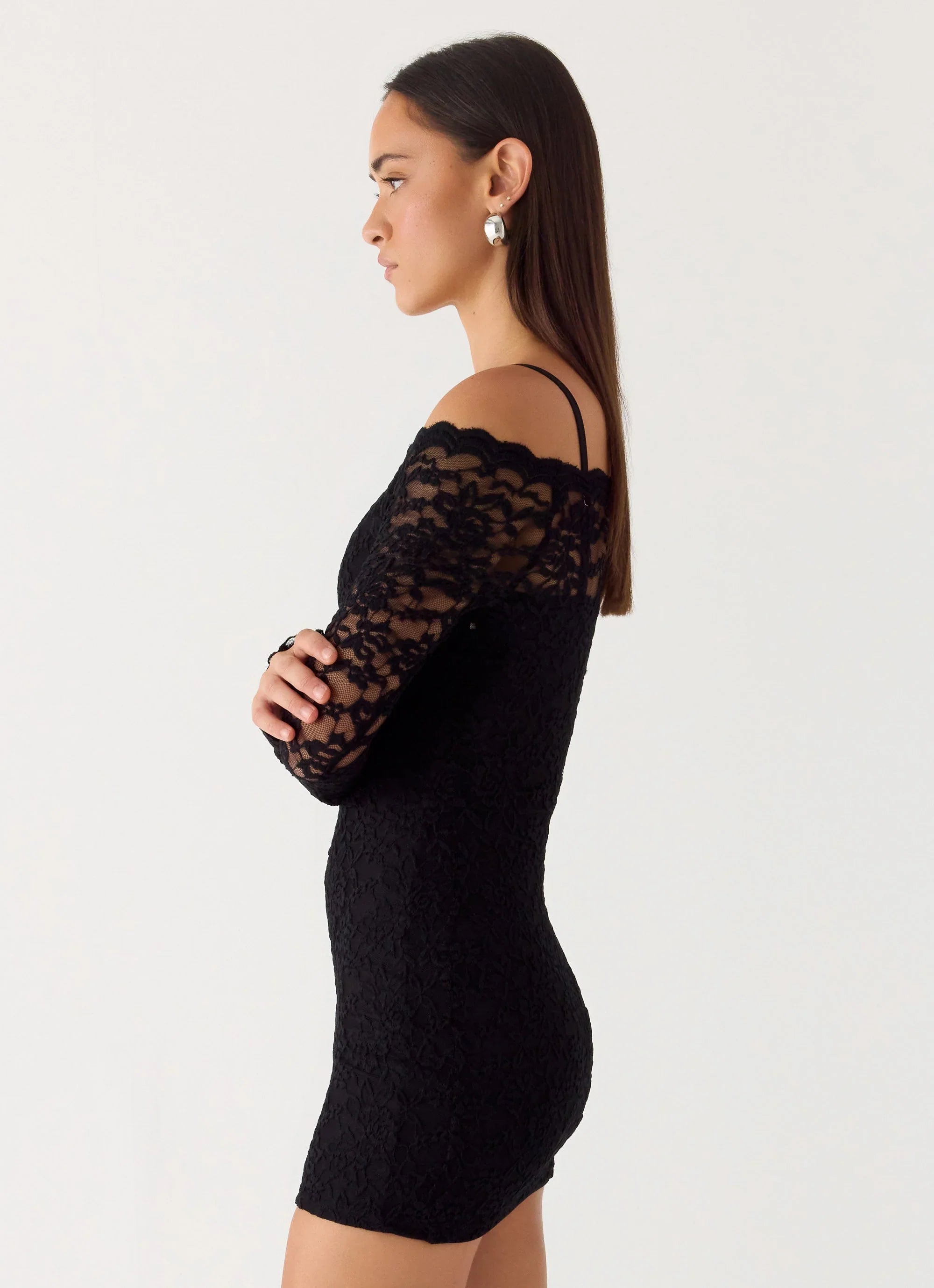Just This Once Lace Mini Dress - Black