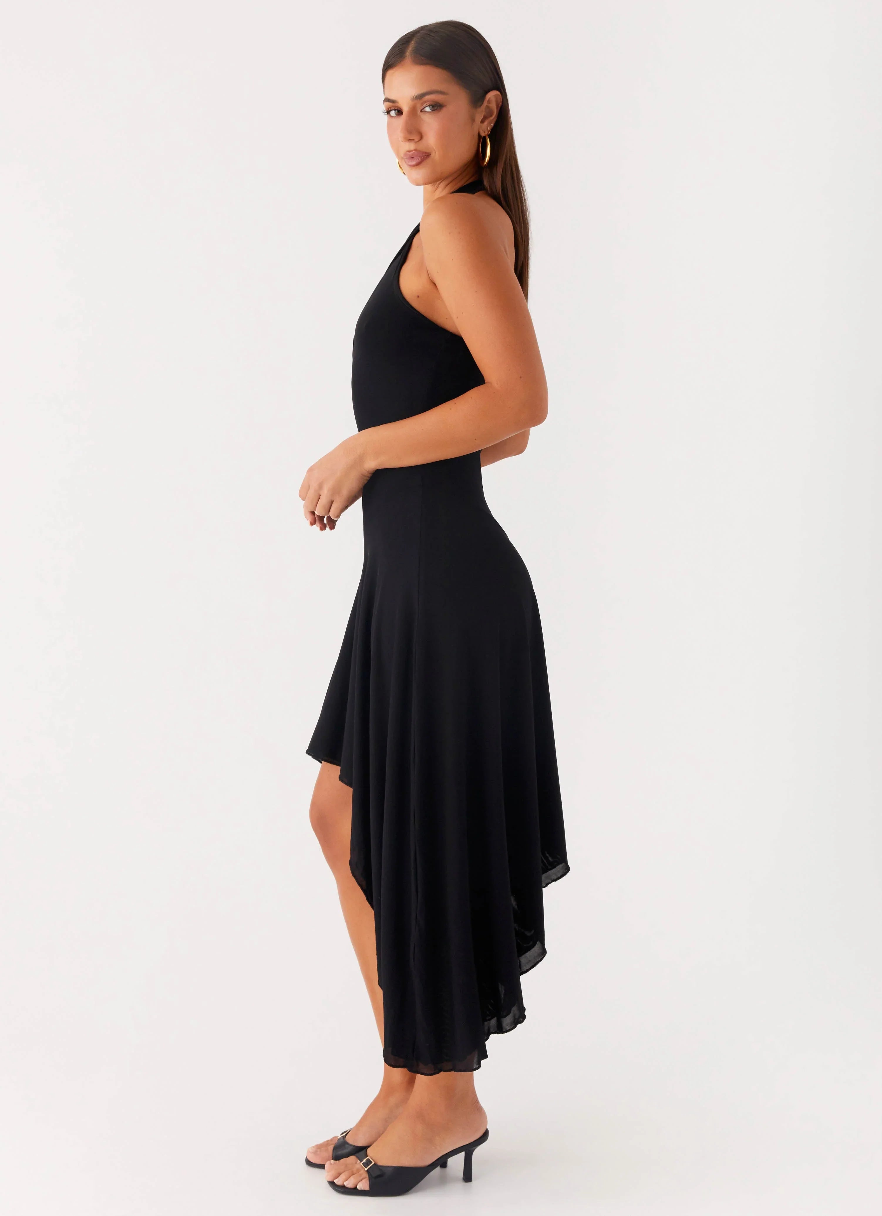 Velvet Sky Midi Dress - Black