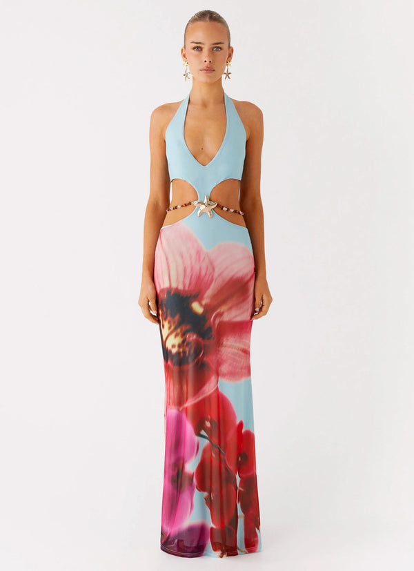 Time To Dance Maxi Dress - Turquoise Bloom