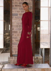 Elmont Long Sleeve Maxi Dress - Dark Cherry