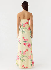 Bronte Strapless Maxi Dress - Lemon Soleil