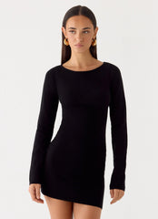 Soft Vision Knit Mini Dress - Black