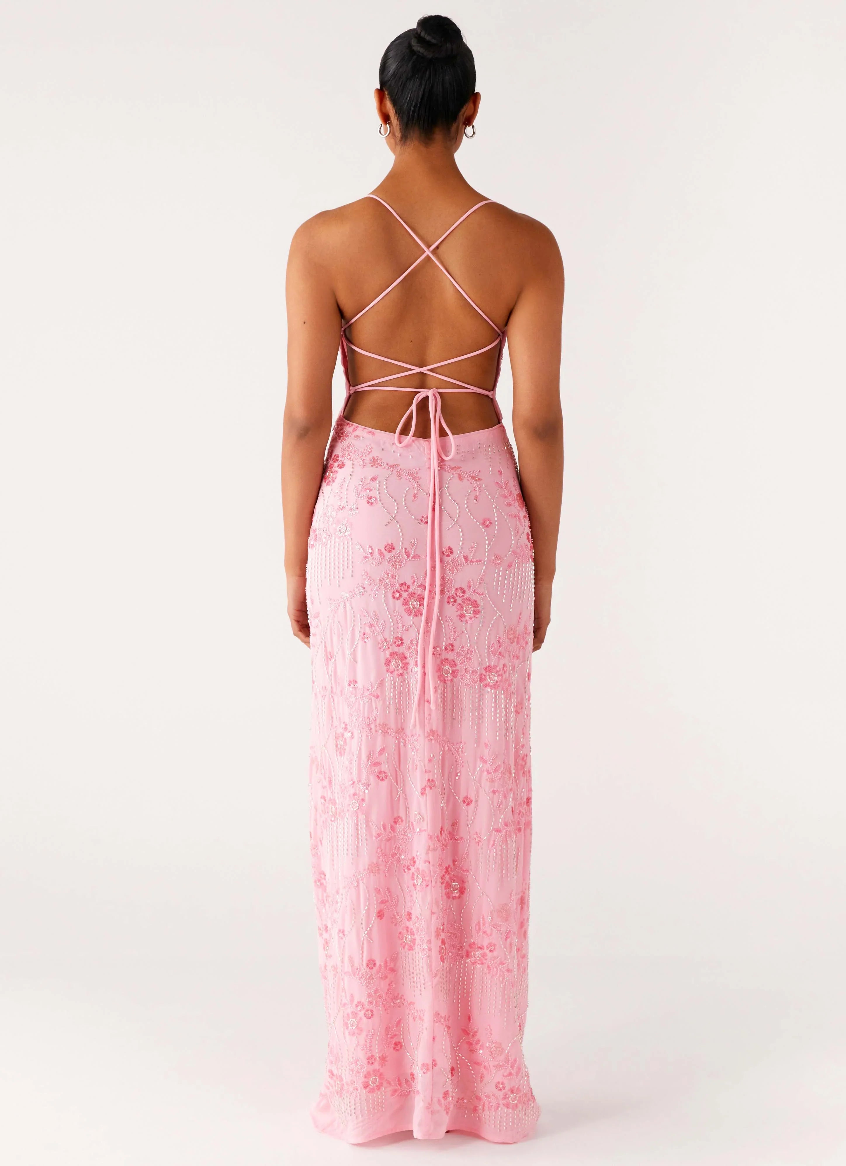 Vietta Sequin Cami Maxi Dress - Pink