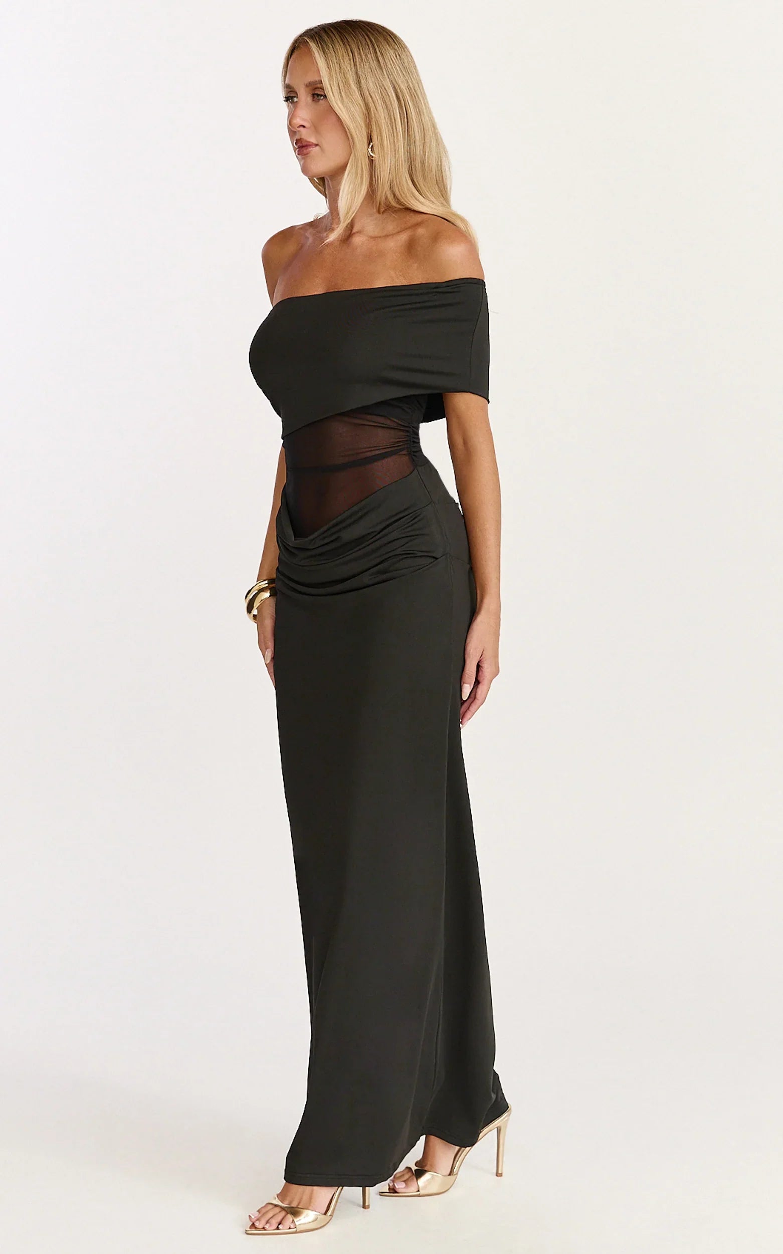 Riley Maxi Dress - Gathered Over Bust Dress in Black