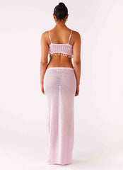 Shellbound Crochet Maxi Dress - Pink